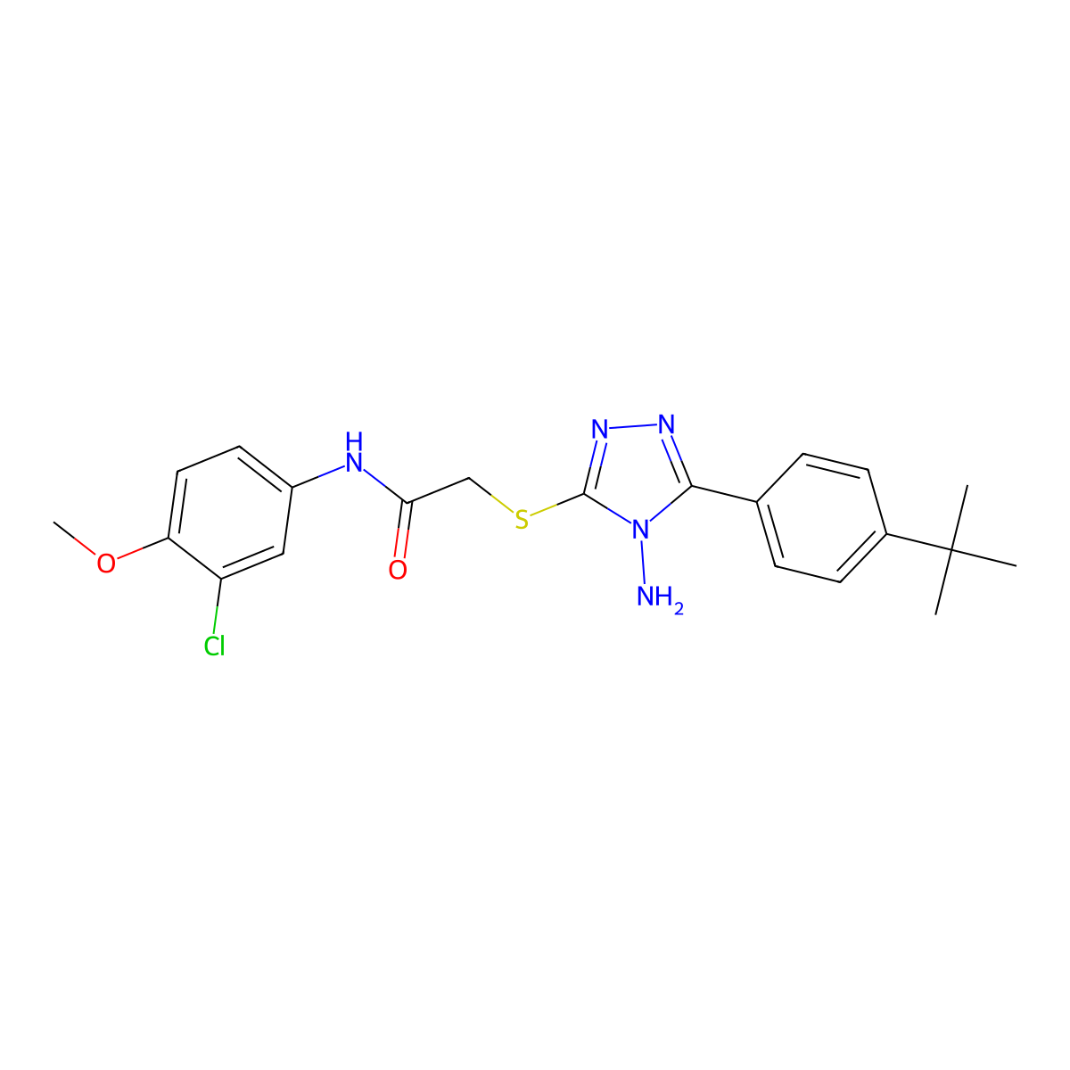 2-{[4-amino-5-(4-tert-butylphenyl)-4H-1,2,4-triazol-3-yl]sulfanyl}-N-(3-chloro-4-methoxyphenyl)acetamide molecular structure, CAS 577768-22-0
