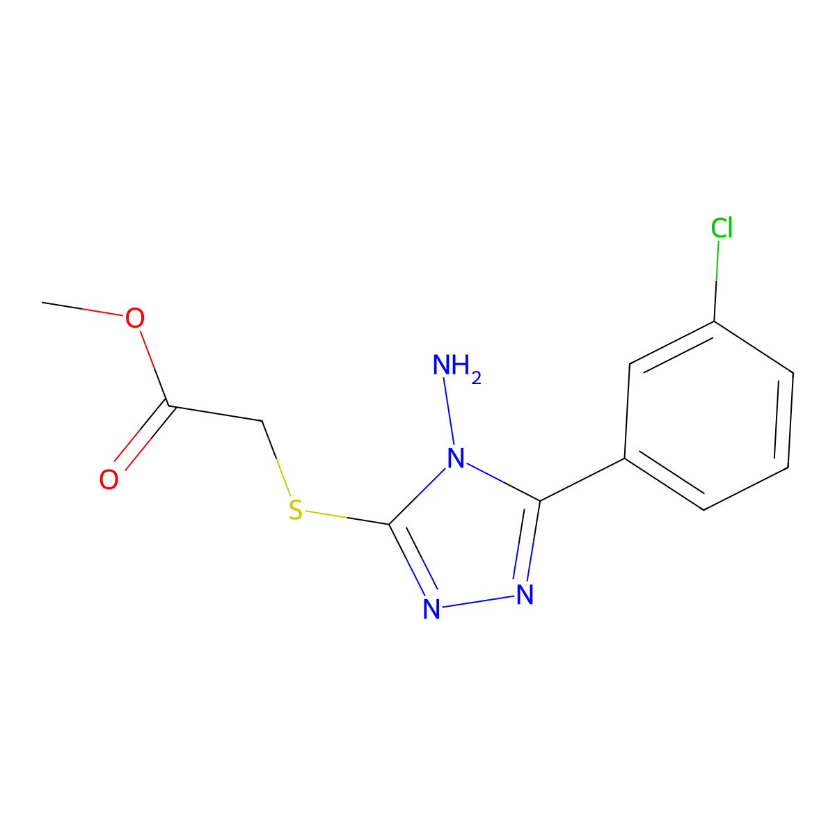 Methyl 2-[4-amino-5-(3-chlorophenyl)-1,2,4-triazol-3-ylthio]acetate molecular structure, CAS 577768-38-8