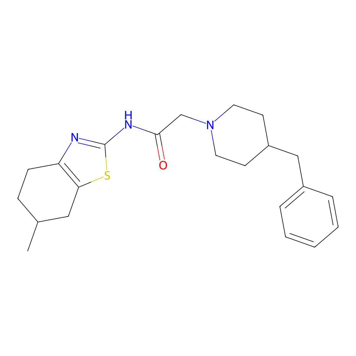 2-(4-benzylpiperidin-1-yl)-N-(6-methyl-4,5,6,7-tetrahydro-1,3-benzothiazol-2-yl)acetamide molecular structure, CAS 577768-51-5