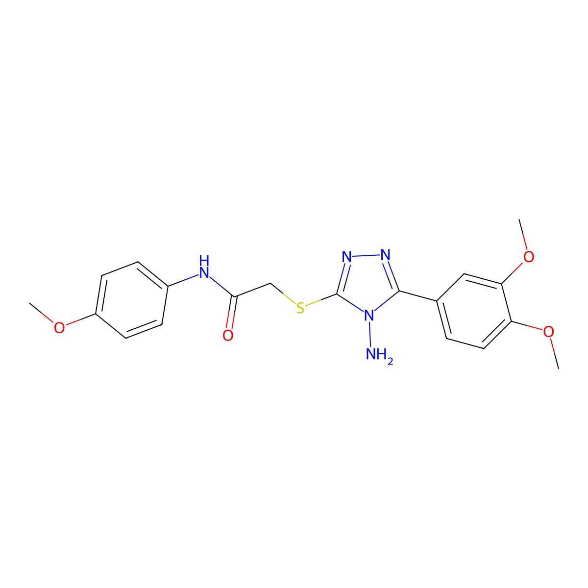2-{[4-amino-5-(3,4-dimethoxyphenyl)-4H-1,2,4-triazol-3-yl]sulfanyl}-N-(4-methoxyphenyl)acetamide molecular structure, CAS 577768-69-5
