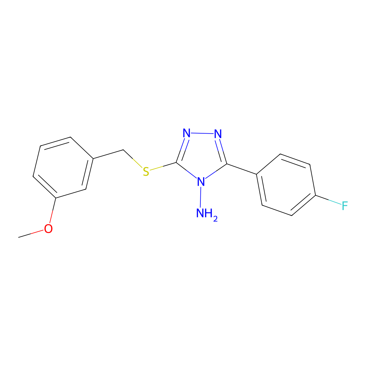 5-(4-Fluorophenyl)-3-[(3-methoxyphenyl)methylthio]-1,2,4-triazole-4-ylamine molecular structure, CAS 577768-76-4