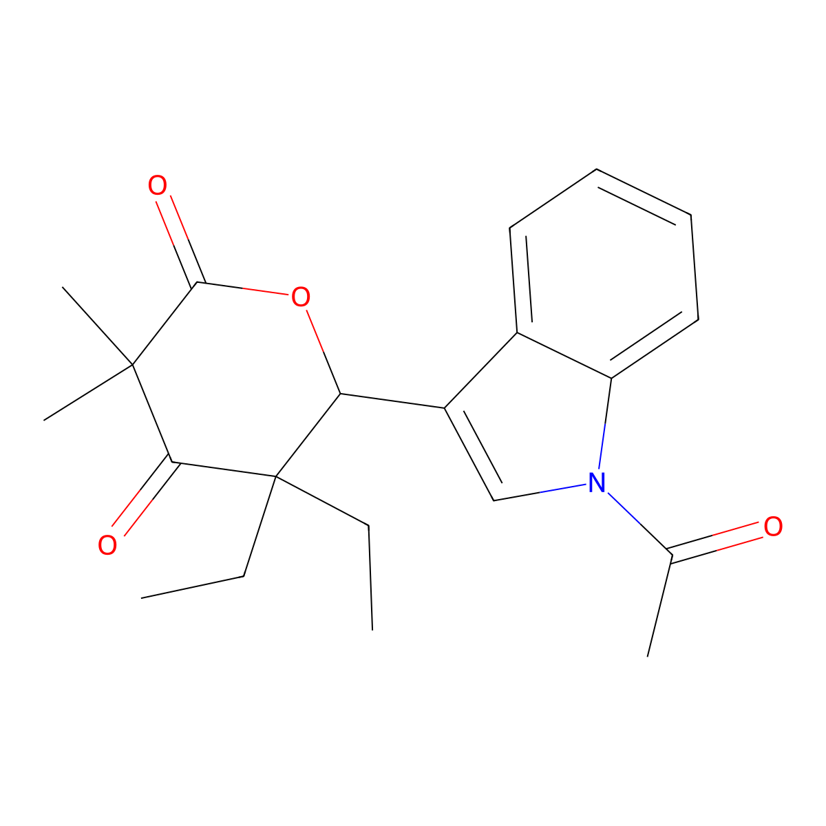 6-(1-Acetylindol-3-yl)-5,5-diethyl-3,3-dimethyloxane-2,4-dione molecular structure, CAS 577768-80-0