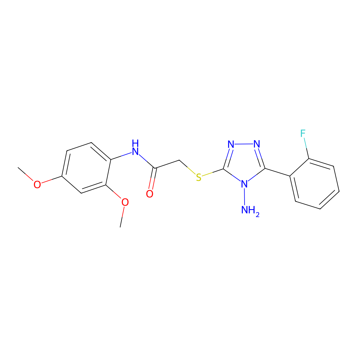 2-[4-amino-5-(2-fluorophenyl)(1,2,4-triazol-3-ylthio)]-N-(2,4-dimethoxyphenyl) acetamide molecular structure, CAS 577768-90-2