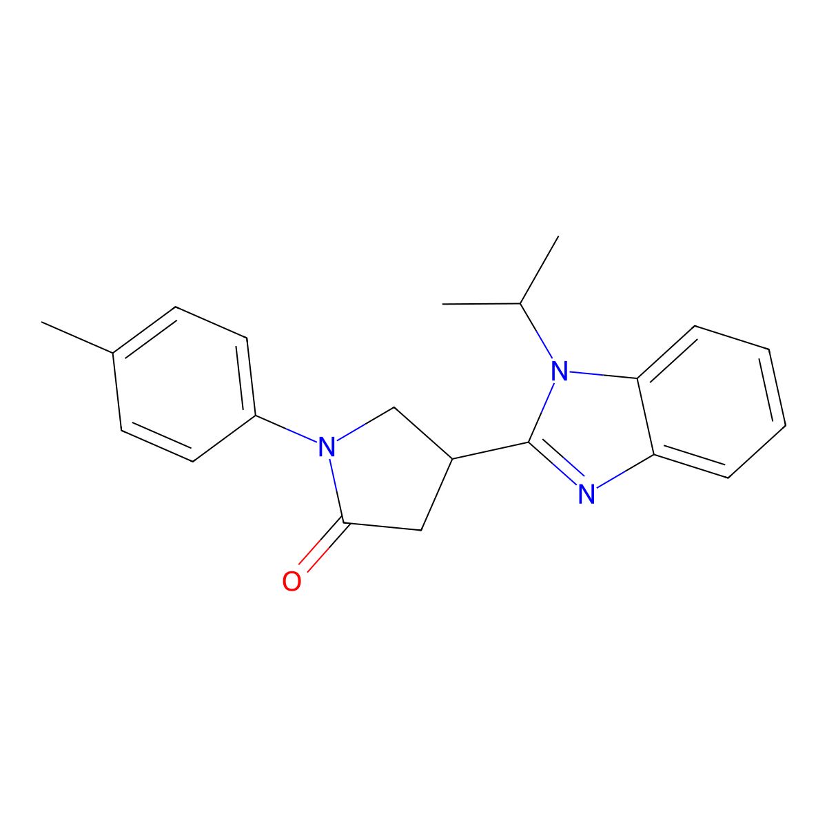 4-(1-isopropyl-1H-benzo[d]imidazol-2-yl)-1-(p-tolyl)pyrrolidin-2-one molecular structure, CAS 577768-96-8