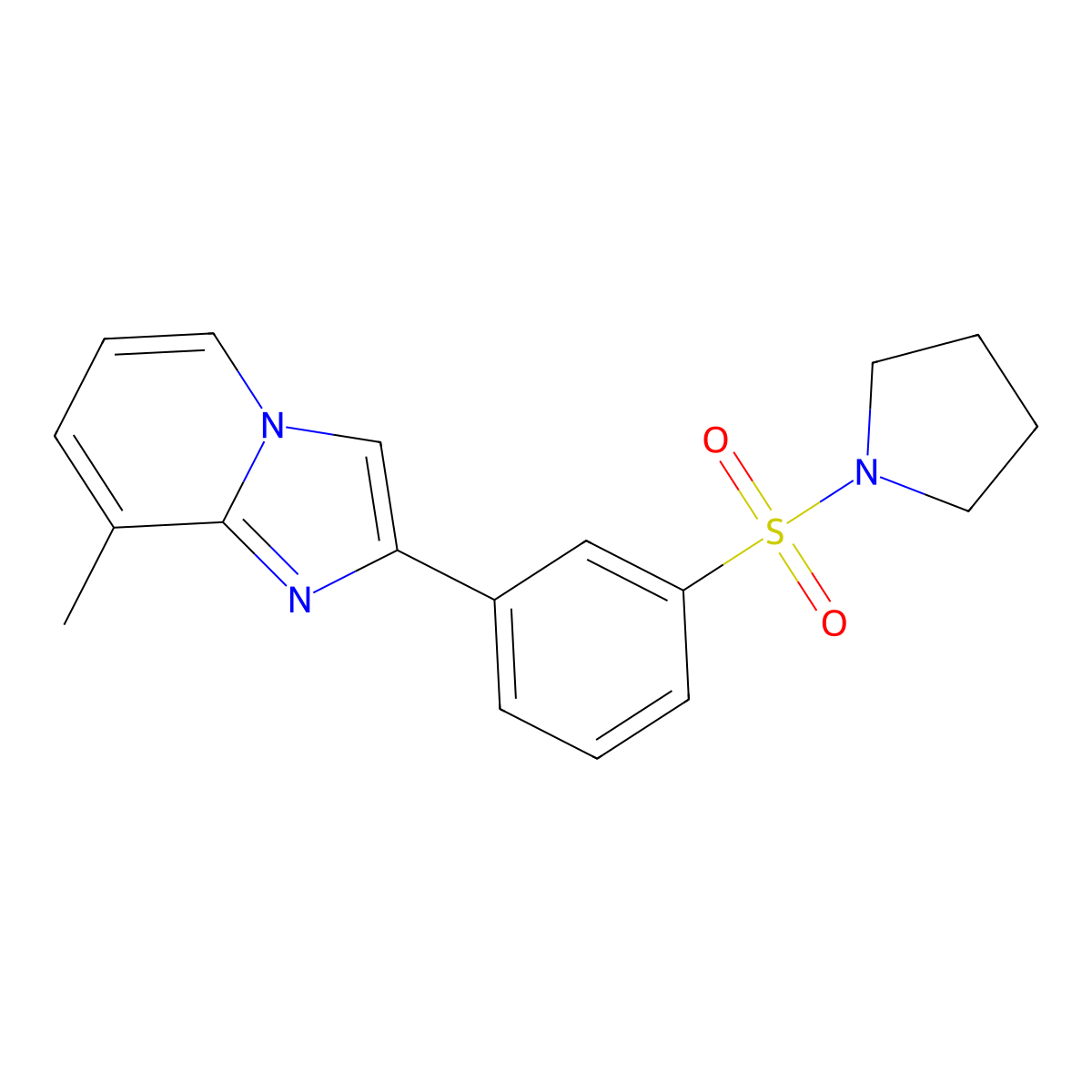 8-Methyl-2-[3-(pyrrolidin-1-ylsulfonyl)phenyl]imidazo[1,2-a]pyridine molecular structure, CAS 577769-08-5