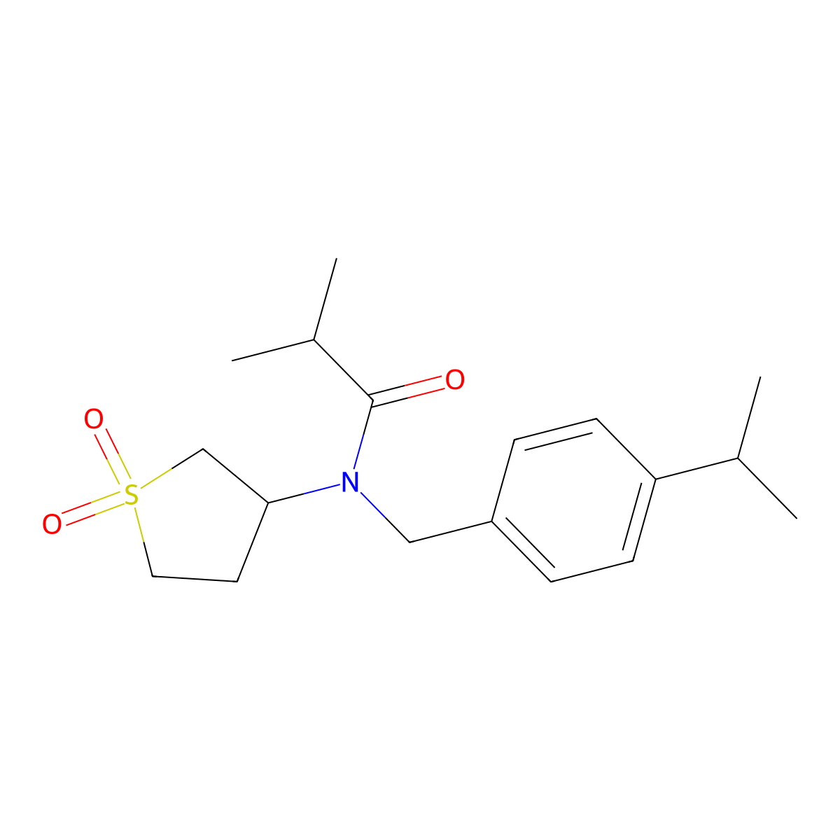 N-(1,1-dioxidotetrahydrothiophen-3-yl)-2-methyl-N-[4-(propan-2-yl)benzyl]propanamide molecular structure, CAS 577769-29-0