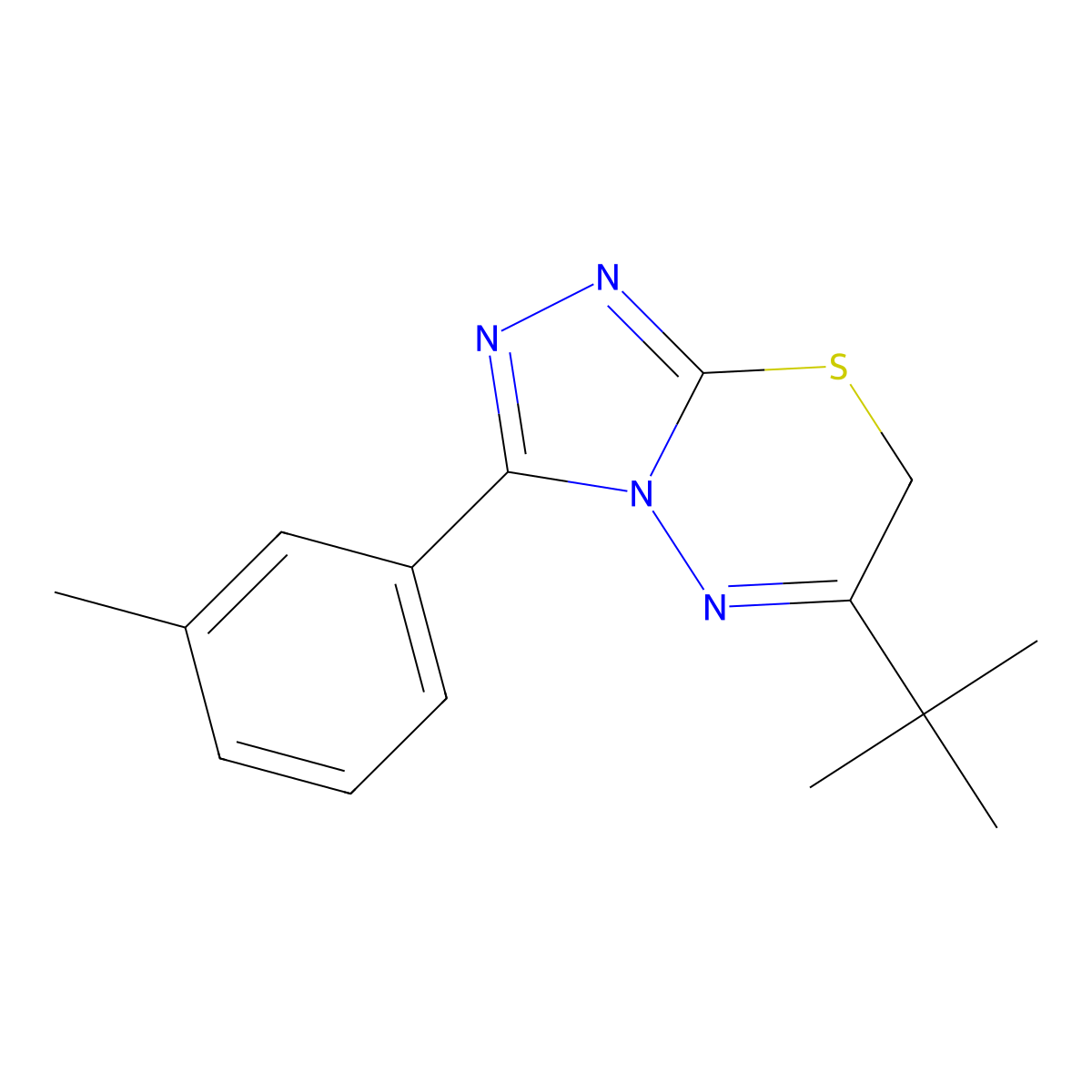 6-tert-butyl-3-(3-methylphenyl)-7H-[1,2,4]triazolo[3,4-b][1,3,4]thiadiazine molecular structure, CAS 577769-35-8