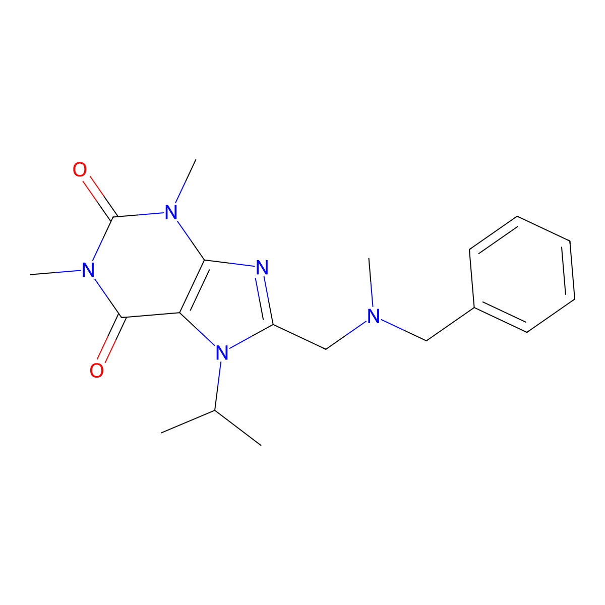 8-[[Benzyl(methyl)amino]methyl]-1,3-dimethyl-7-propan-2-ylpurine-2,6-dione molecular structure, CAS 577769-59-6