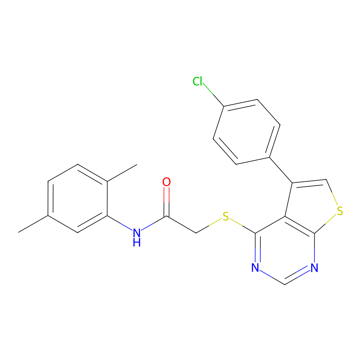 2-{[5-(4-chlorophenyl)thieno[2,3-d]pyrimidin-4-yl]sulfanyl}-N-(2,5-dimethylphenyl)acetamide molecular structure, CAS 577769-68-7