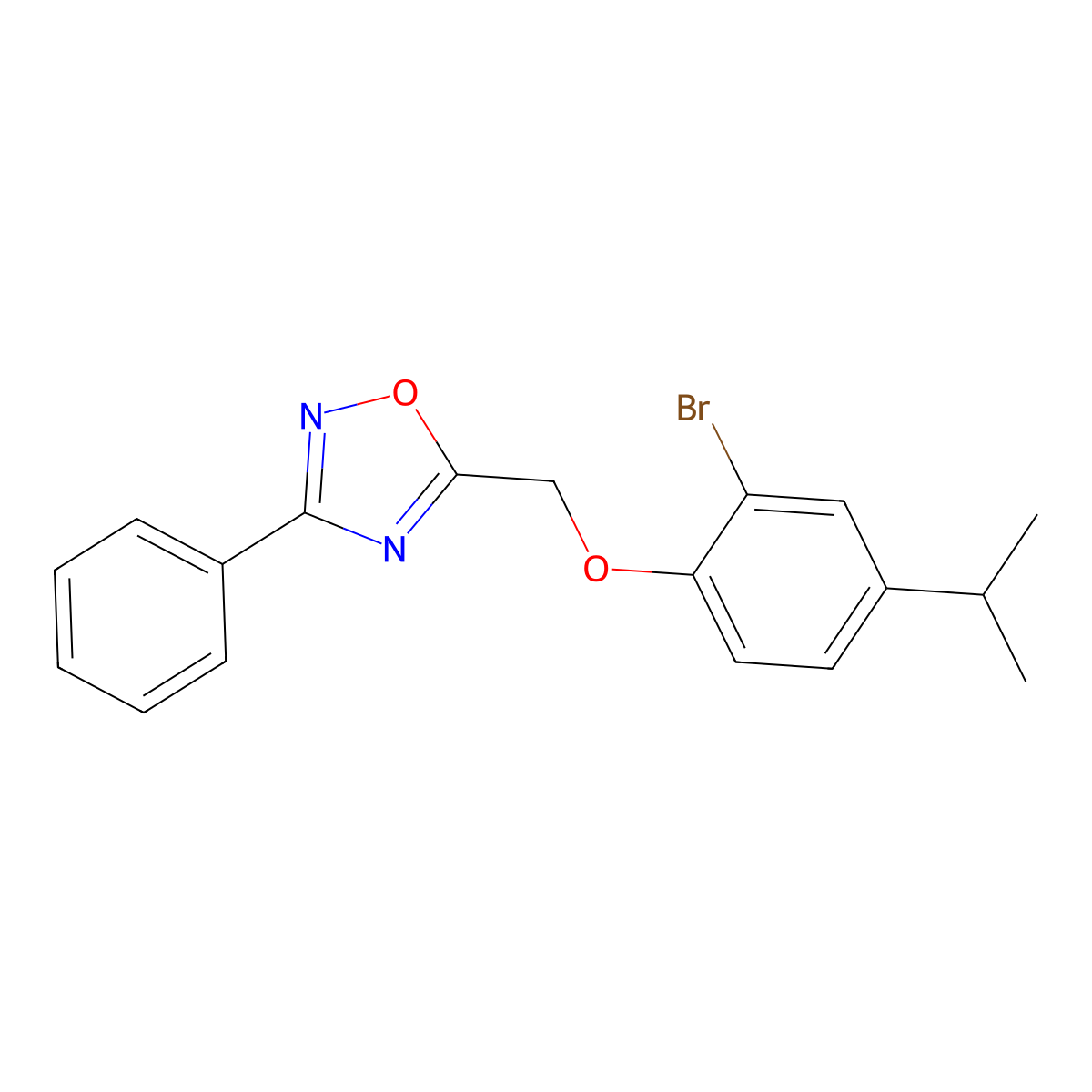 5-[(2-Bromo-4-propan-2-ylphenoxy)methyl]-3-phenyl-1,2,4-oxadiazole molecular structure, CAS 577770-04-8