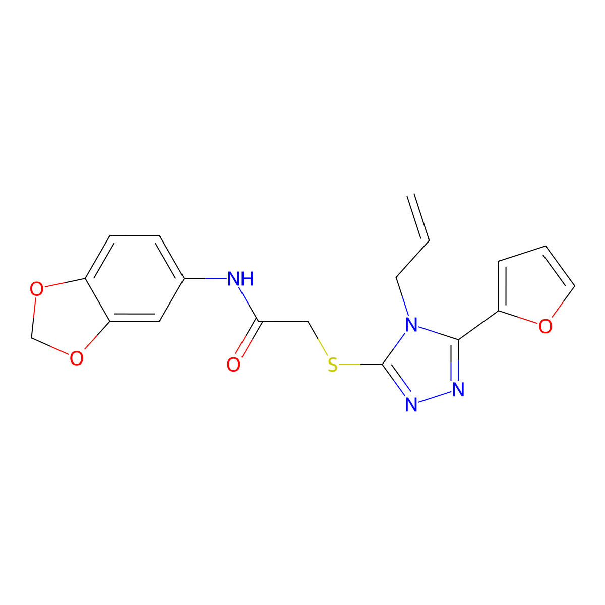 2-((4-Allyl-5-(2-furyl)-4H-1,2,4-triazol-3-YL)sulfanyl)-N-(1,3-benzodioxol-5-YL)acetamide molecular structure, CAS 577770-14-0