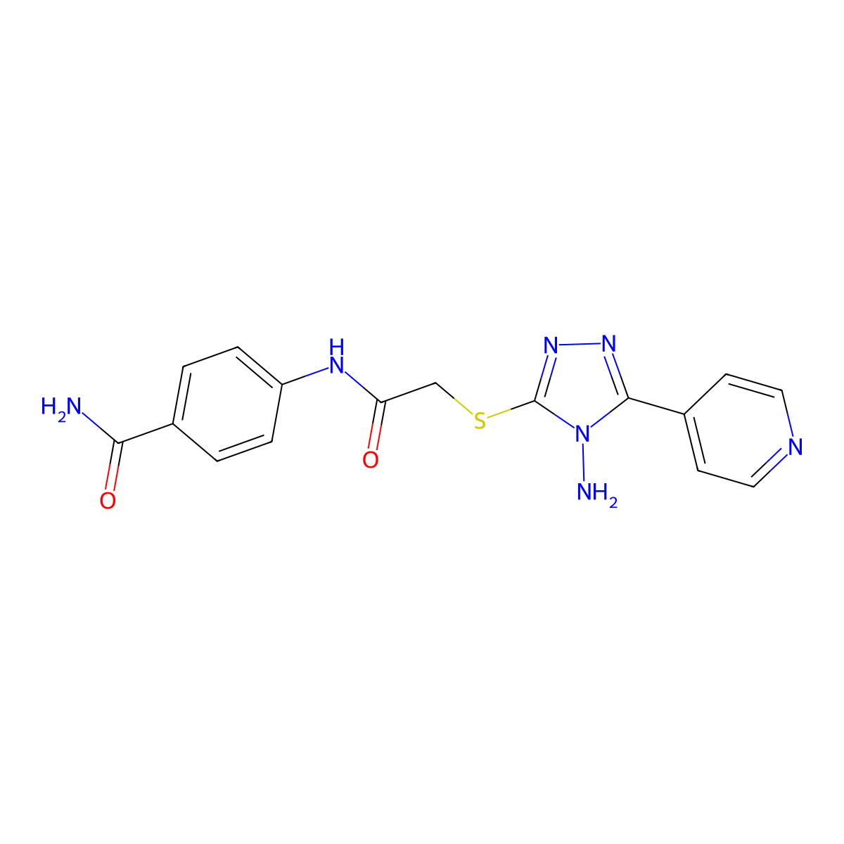 4-[2-(4-Amino-5-(4-pyridyl)-1,2,4-triazol-3-ylthio)acetylamino]benzamide molecular structure, CAS 577770-20-8