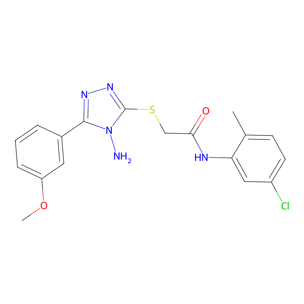 2-[4-amino-5-(3-methoxyphenyl)(1,2,4-triazol-3-ylthio)]-N-(5-chloro-2-methylph enyl)acetamide molecular structure, CAS 577770-21-9
