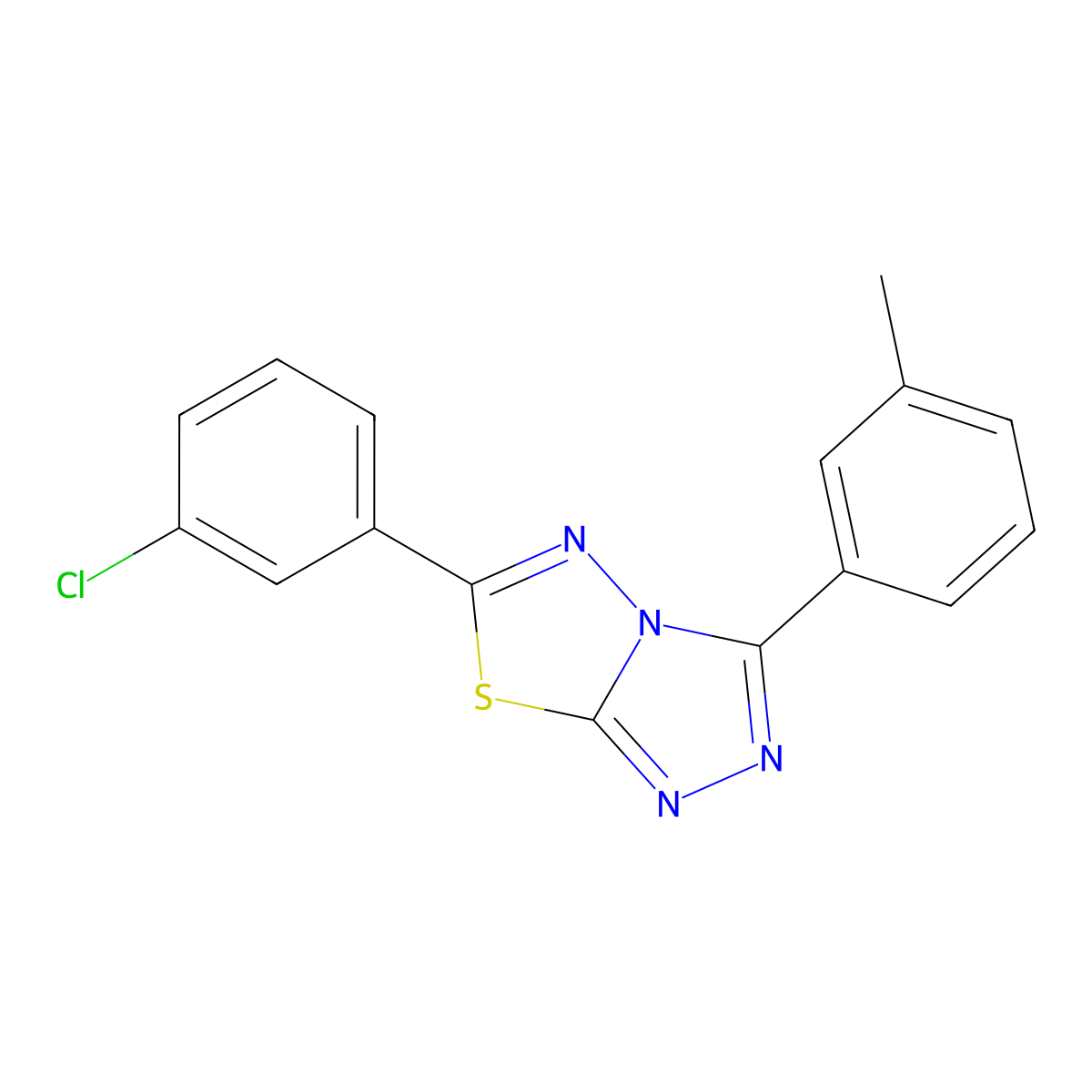 6-(3-Chlorophenyl)-3-(3-methylphenyl)-[1,2,4]triazolo[3,4-b][1,3,4]thiadiazole molecular structure, CAS 577770-28-6