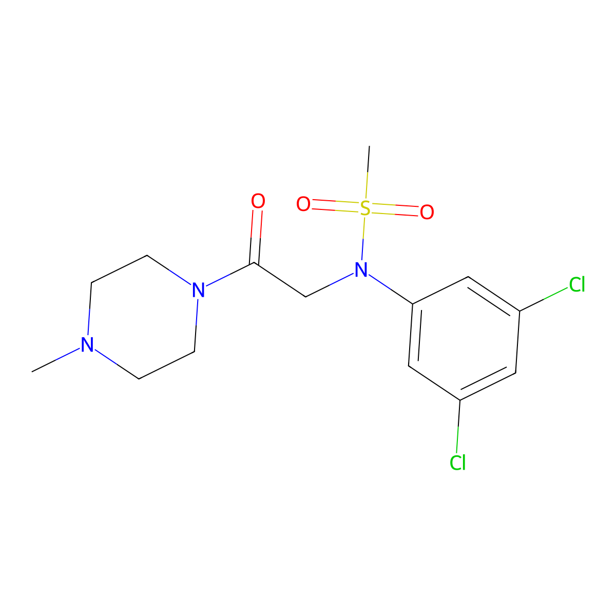 N-(3,5-dichlorophenyl)-N-[2-(4-methylpiperazin-1-yl)-2-oxoethyl]methanesulfonamide molecular structure, CAS 577770-44-6