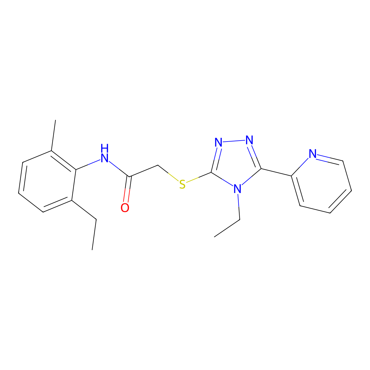 N-(2-Ethyl-6-methylphenyl)-2-{[4-ethyl-5-(2-pyridinyl)-4H-1,2,4-triazol-3-YL]sulfanyl}acetamide molecular structure, CAS 577770-61-7