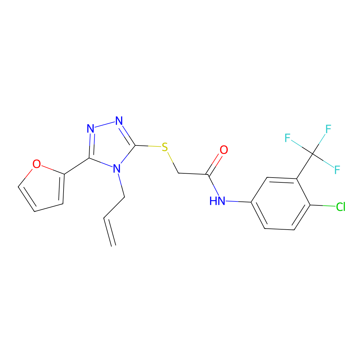 2-{[4-Allyl-5-(2-furyl)-4H-1,2,4-triazol-3-YL]sulfanyl}-N-[4-chloro-3-(trifluoromethyl)phenyl]acetamide molecular structure, CAS 577770-76-4