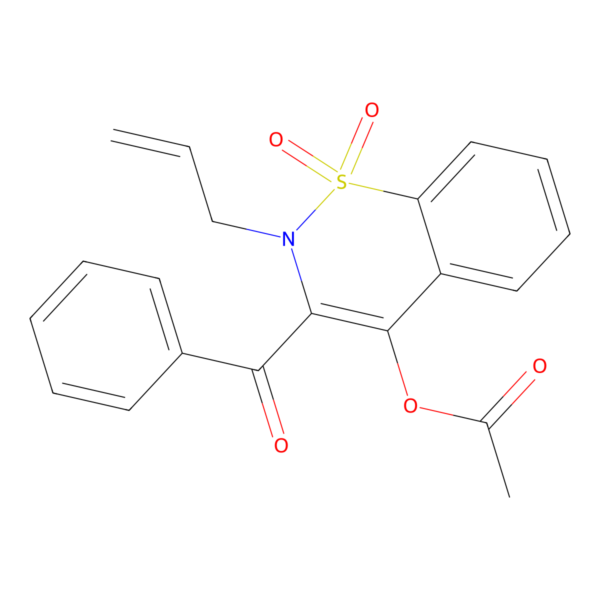 2-allyl-3-benzoyl-1,1-dioxido-2H-1,2-benzothiazin-4-yl acetate molecular structure, CAS 577770-79-7