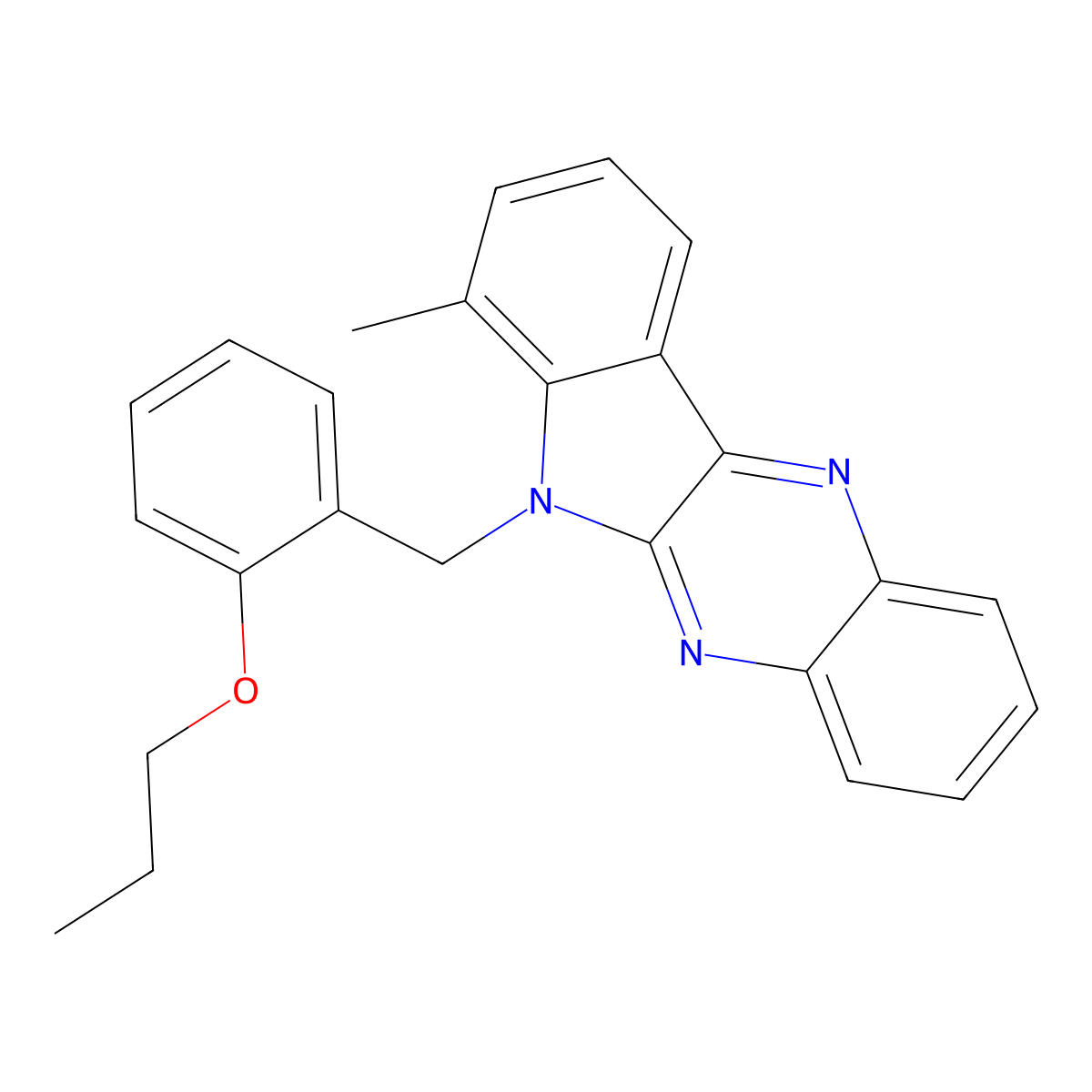 7-methyl-6-(2-propoxybenzyl)-6H-indolo[2,3-b]quinoxaline molecular structure, CAS 577770-86-6