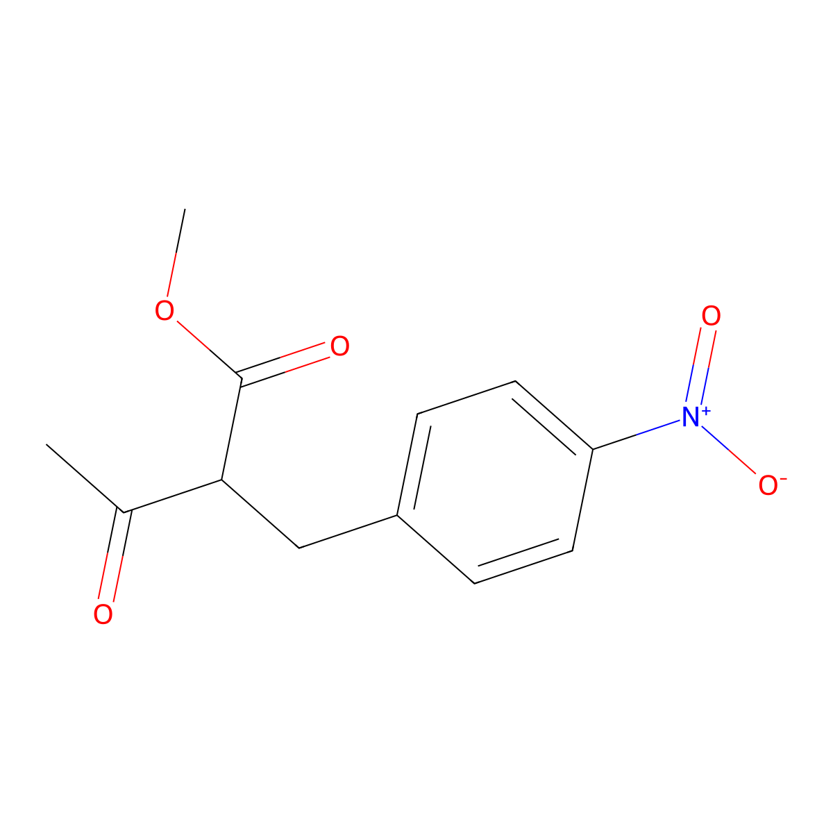 Methyl 2-(4-nitrobenzyl)-3-oxobutanoate molecular structure, CAS 577775-51-0