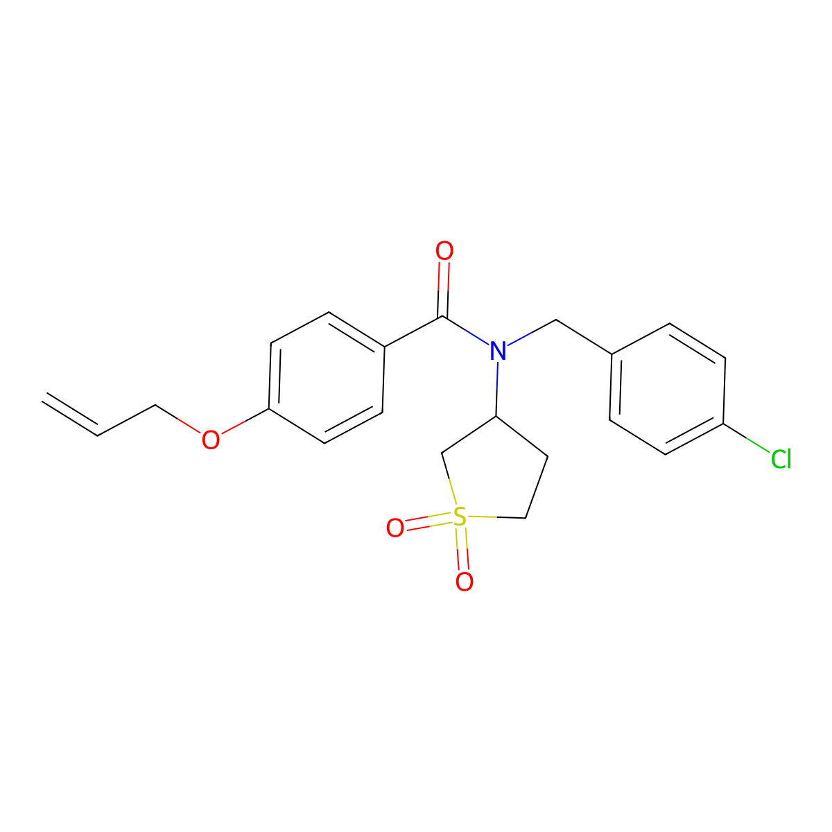 N-(4-chlorobenzyl)-N-(1,1-dioxidotetrahydrothiophen-3-yl)-4-(prop-2-en-1-yloxy)benzamide molecular structure, CAS 577786-84-6