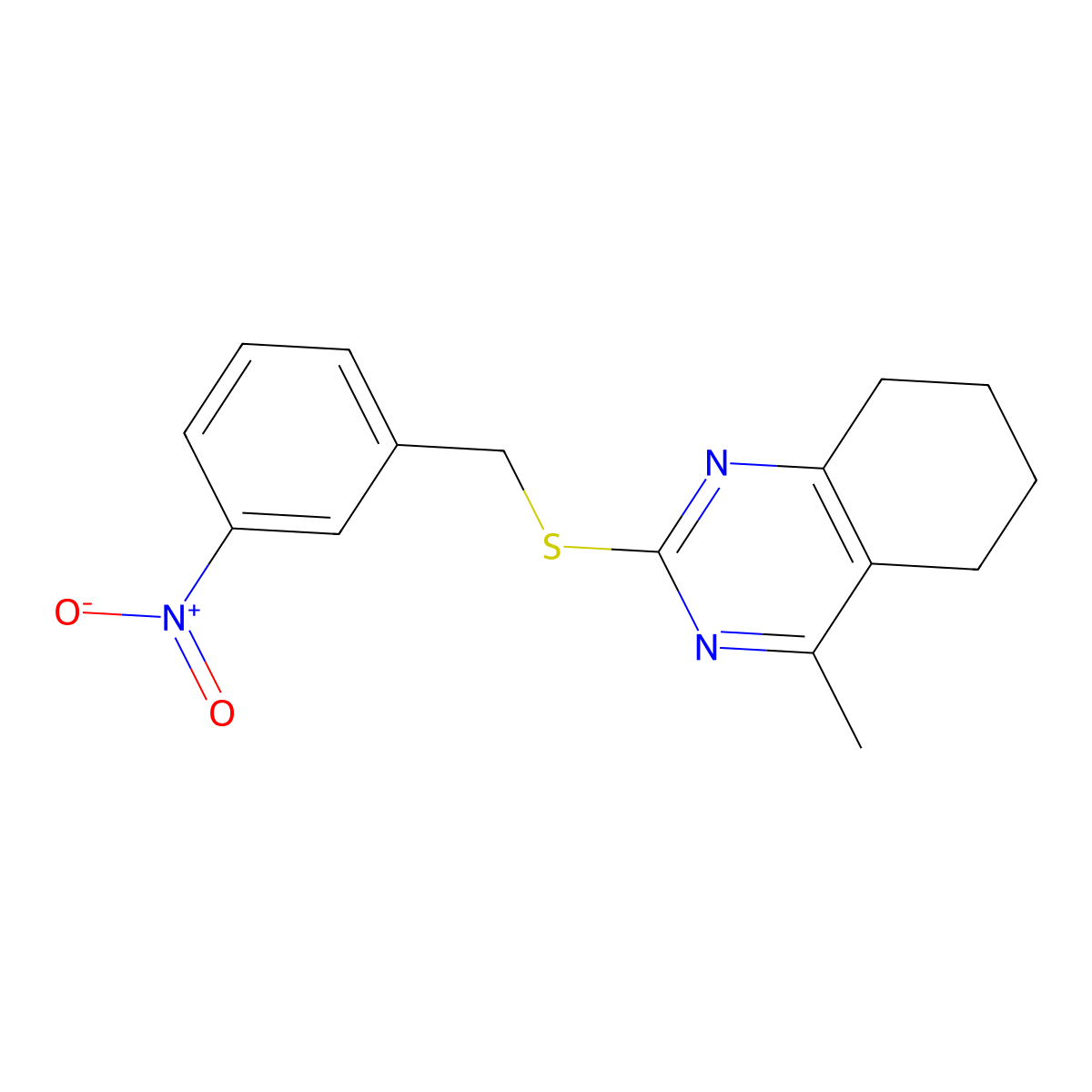 4-Methyl-2-[(3-nitrobenzyl)sulfanyl]-5,6,7,8-tetrahydroquinazoline molecular structure, CAS 577786-85-7