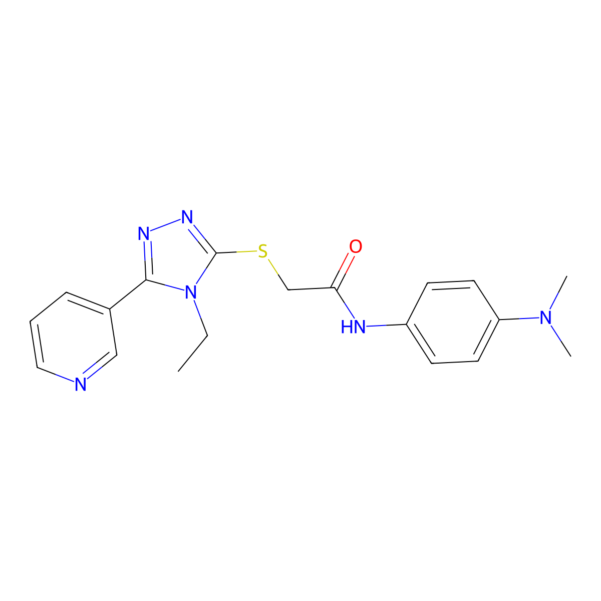 N-[4-(Dimethylamino)phenyl]-2-{[4-ethyl-5-(3-pyridinyl)-4H-1,2,4-triazol-3-YL]sulfanyl}acetamide molecular structure, CAS 577786-91-5
