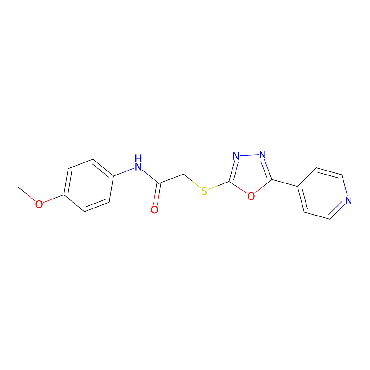 N-(4-methoxyphenyl)-2-{[5-(pyridin-4-yl)-1,3,4-oxadiazol-2-yl]sulfanyl}acetamide molecular structure, CAS 577787-00-9