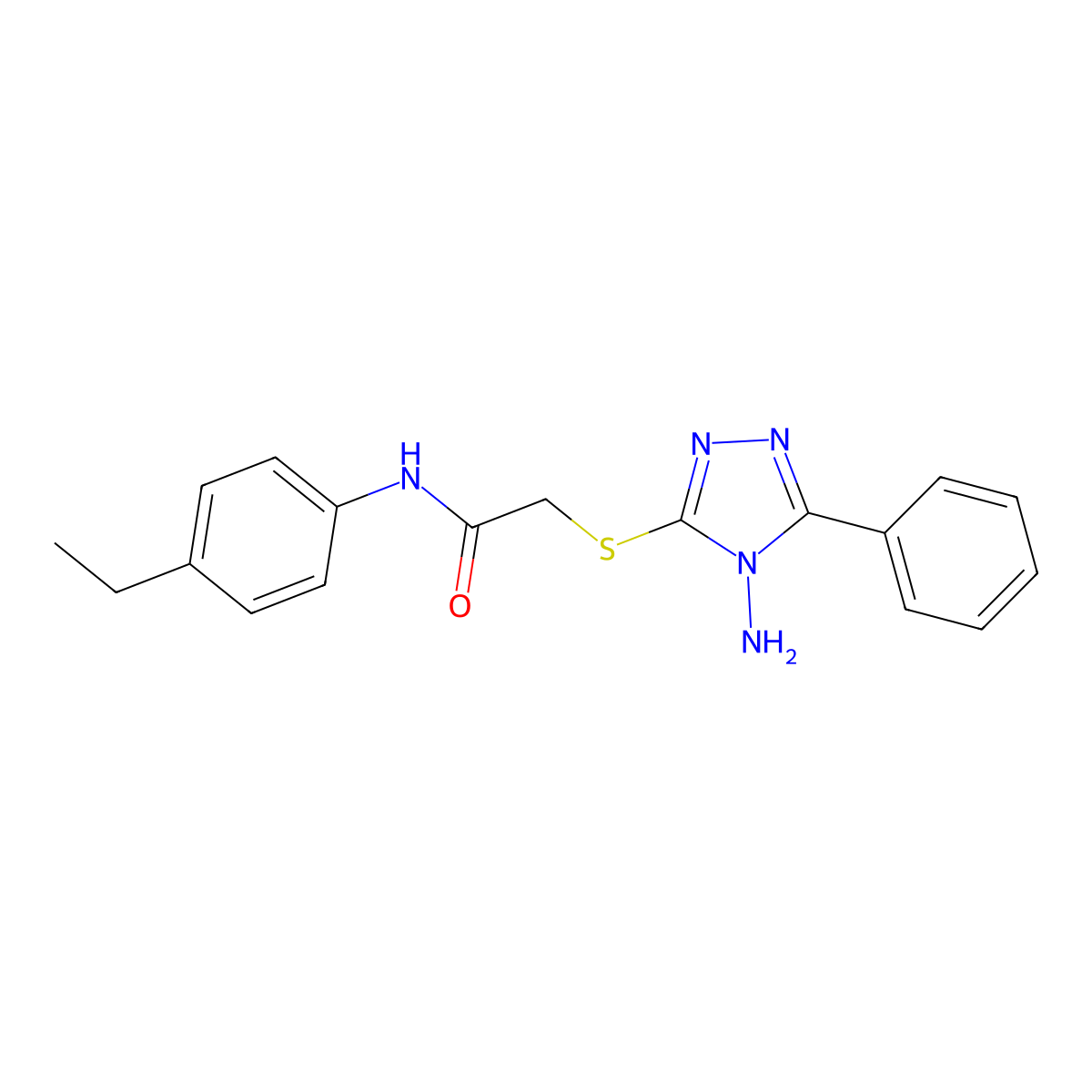 2-((4-amino-5-phenyl-4H-1,2,4-triazol-3-yl)thio)-N-(4-ethylphenyl)acetamide molecular structure, CAS 577787-04-3