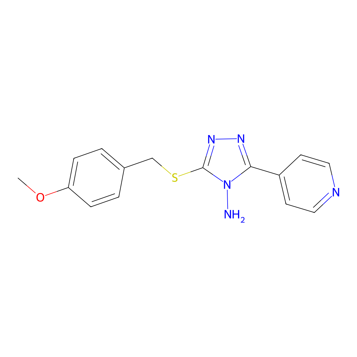3-[(4-Methoxyphenyl)methylthio]-5-(4-pyridyl)-1,2,4-triazole-4-ylamine molecular structure, CAS 577787-07-6
