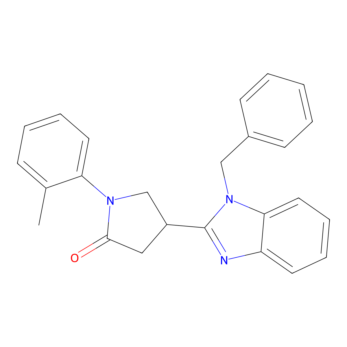 4-(1-benzyl-1H-1,3-benzodiazol-2-yl)-1-(2-methylphenyl)pyrrolidin-2-one molecular structure, CAS 577787-09-8