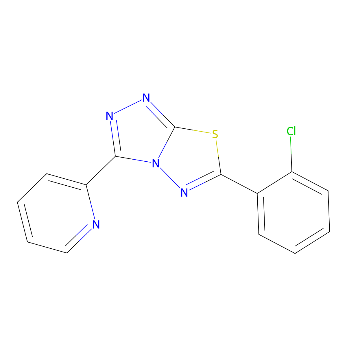 6-(2-Chlorophenyl)-3-pyridin-2-yl-[1,2,4]triazolo[3,4-b][1,3,4]thiadiazole molecular structure, CAS 577787-10-1