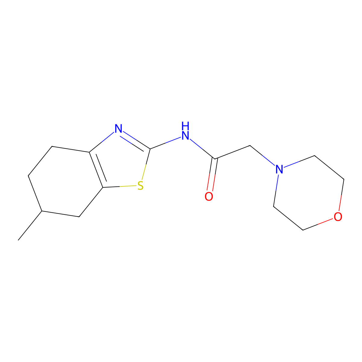 N-(6-methyl-4,5,6,7-tetrahydro-1,3-benzothiazol-2-yl)-2-morpholin-4-ylacetamide molecular structure, CAS 577787-19-0