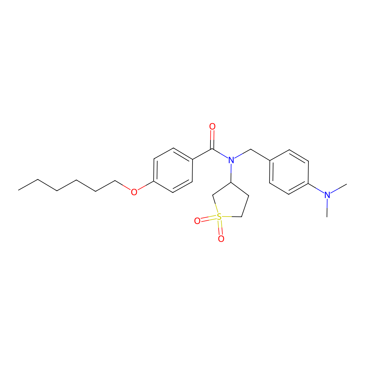 N-[4-(dimethylamino)benzyl]-N-(1,1-dioxidotetrahydrothiophen-3-yl)-4-(hexyloxy)benzamide molecular structure, CAS 577787-20-3