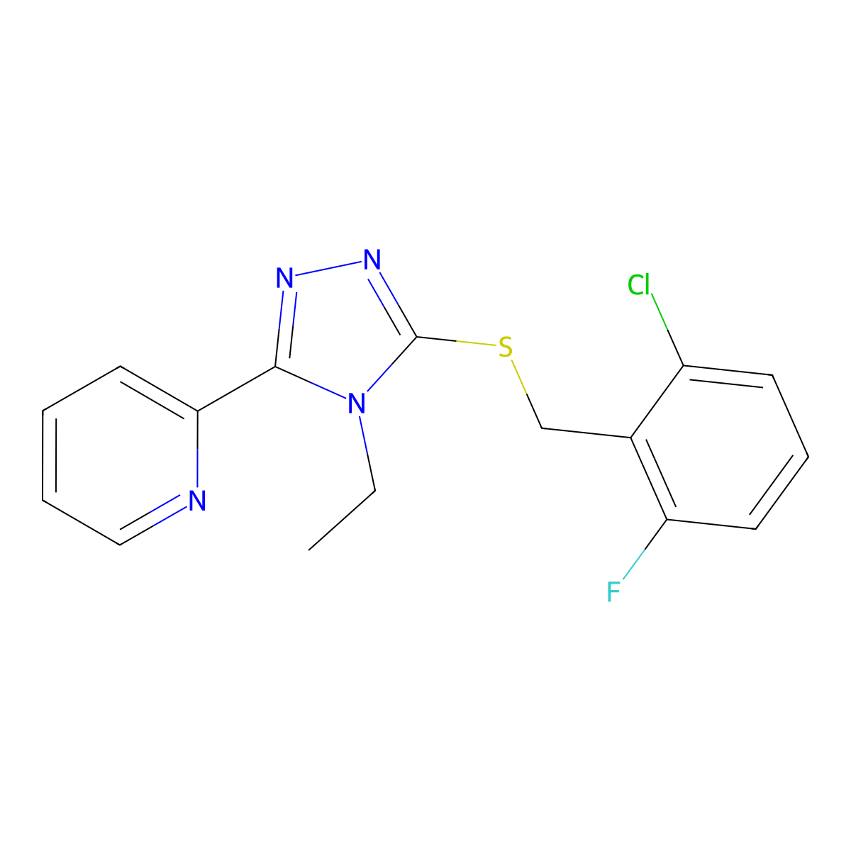 2-(5-((2-Chloro-6-fluorobenzyl)thio)-4-ethyl-4H-1,2,4-triazol-3-YL)pyridine molecular structure, CAS 577787-21-4