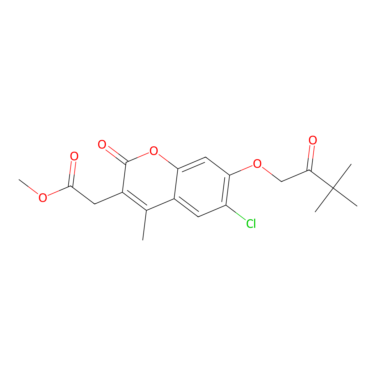 methyl [6-chloro-7-(3,3-dimethyl-2-oxobutoxy)-4-methyl-2-oxo-2H-chromen-3-yl]acetate molecular structure, CAS 577787-27-0