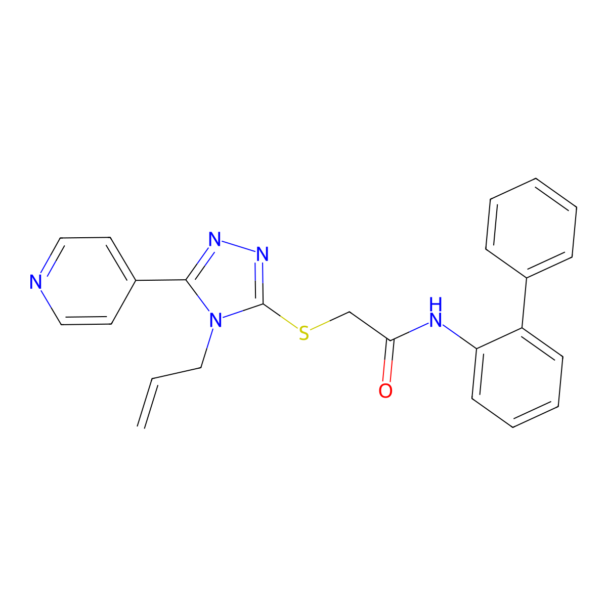 N-(biphenyl-2-yl)-2-{[4-(prop-2-en-1-yl)-5-(pyridin-4-yl)-4H-1,2,4-triazol-3-yl]sulfanyl}acetamide molecular structure, CAS 577787-50-9