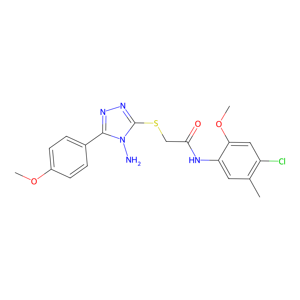 2-[4-amino-5-(4-methoxyphenyl)(1,2,4-triazol-3-ylthio)]-N-(4-chloro-2-methoxy-5-methylphenyl)acetamide molecular structure, CAS 577787-59-8