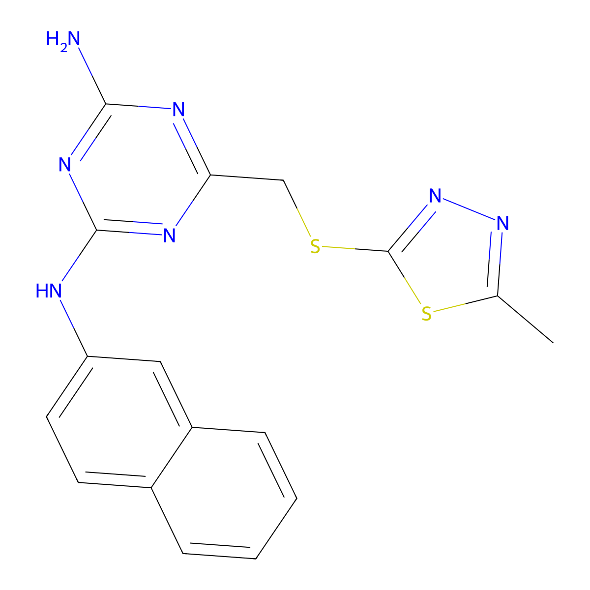 6-{[(5-methyl-1,3,4-thiadiazol-2-yl)sulfanyl]methyl}-N-(naphthalen-2-yl)-1,3,5-triazine-2,4-diamine molecular structure, CAS 577787-68-9