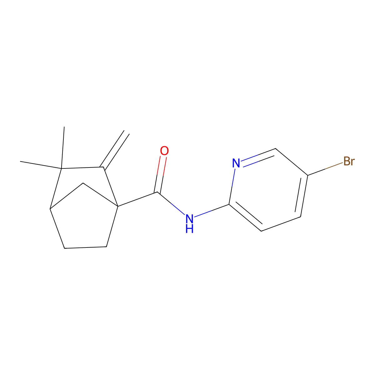 N-(5-bromopyridin-2-yl)-3,3-dimethyl-2-methylidenebicyclo[2.2.1]heptane-1-carboxamide molecular structure, CAS 577787-96-3