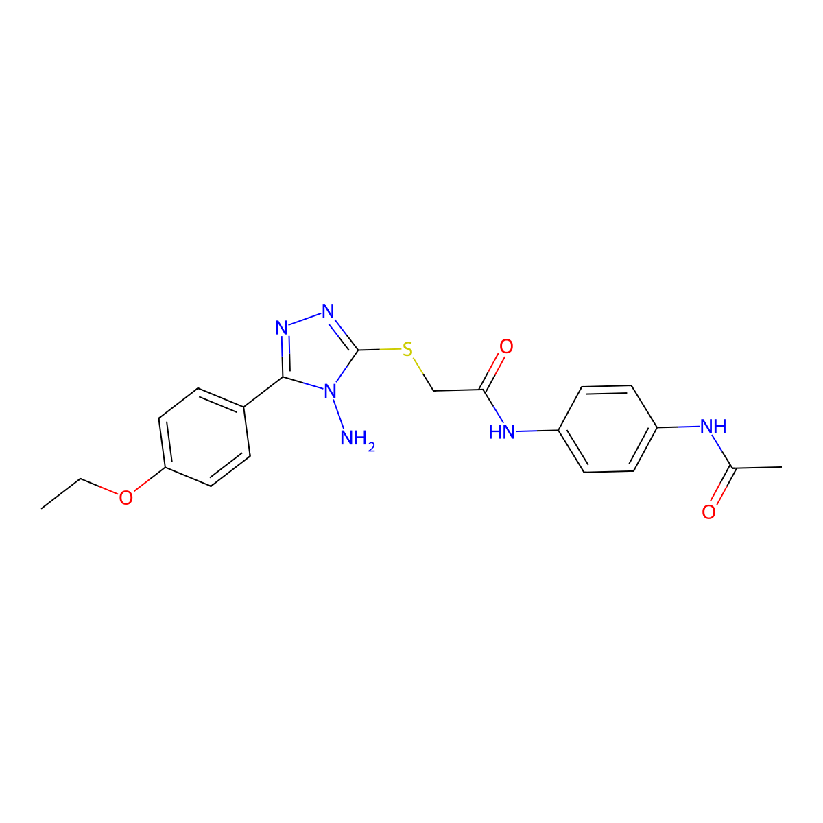 N-[4-(acetylamino)phenyl]-2-{[4-amino-5-(4-ethoxyphenyl)-4H-1,2,4-triazol-3-yl]sulfanyl}acetamide molecular structure, CAS 577788-02-4