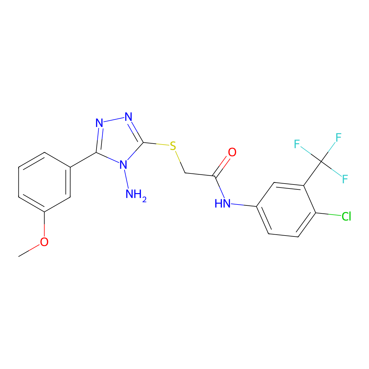 2-{[4-amino-5-(3-methoxyphenyl)-4H-1,2,4-triazol-3-yl]sulfanyl}-N-[4-chloro-3-(trifluoromethyl)phenyl]acetamide molecular structure, CAS 577788-04-6