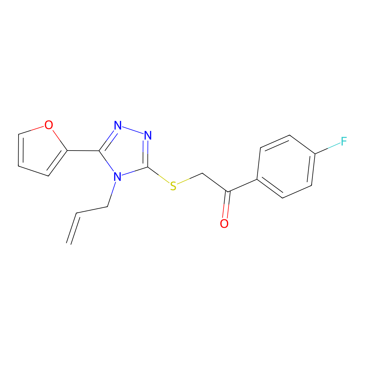 2-((4-Allyl-5-(2-furyl)-4H-1,2,4-triazol-3-YL)thio)-1-(4-fluorophenyl)ethanone molecular structure, CAS 577788-11-5
