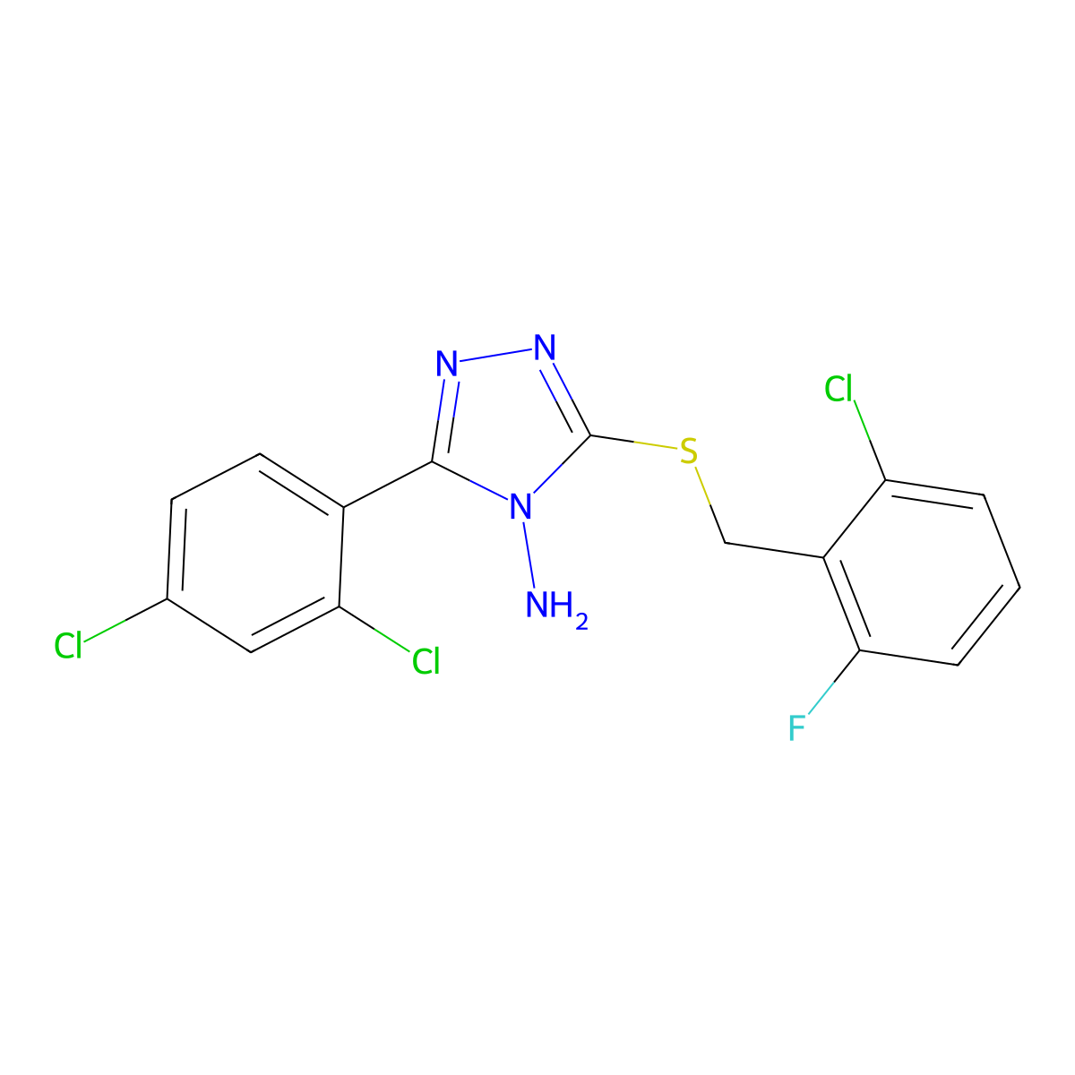 3-[(2-chloro-6-fluorobenzyl)sulfanyl]-5-(2,4-dichlorophenyl)-4H-1,2,4-triazol-4-amine molecular structure, CAS 577788-33-1
