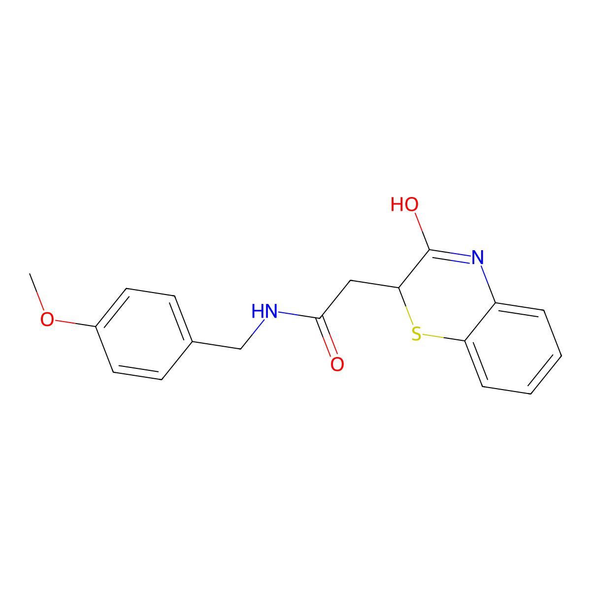 N-[(4-methoxyphenyl)methyl]-2-(3-oxo-3,4-dihydro-2H-1,4-benzothiazin-2-yl)acetamide molecular structure, CAS 577788-35-3