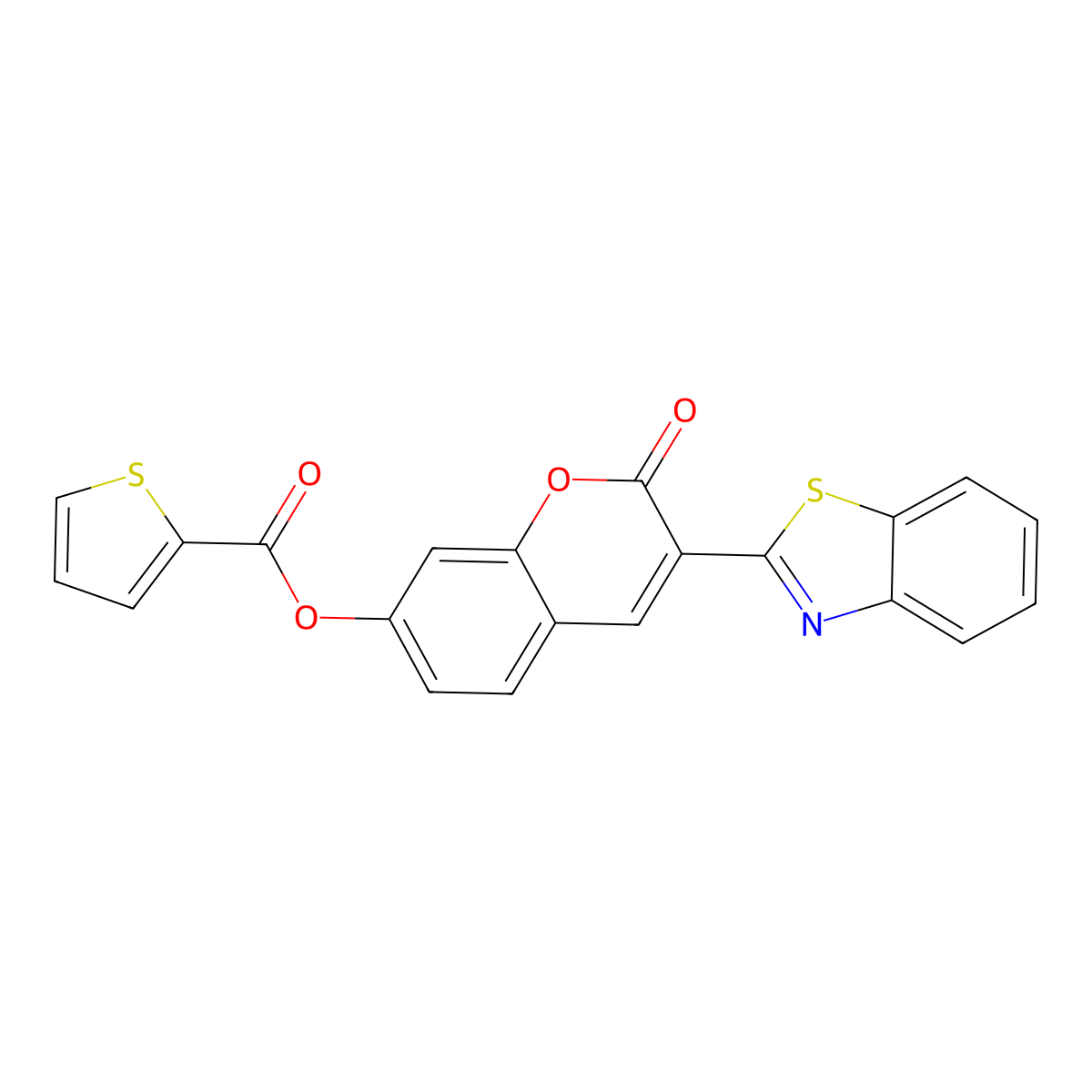 3-(benzo[d]thiazol-2-yl)-2-oxo-2H-chromen-7-yl thiophene-2-carboxylate molecular structure, CAS 577788-48-8