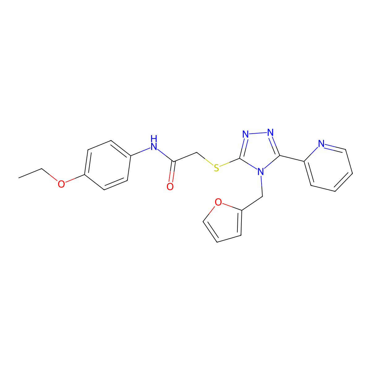 N-(4-ethoxyphenyl)-2-{[4-(furan-2-ylmethyl)-5-(pyridin-2-yl)-4H-1,2,4-triazol-3-yl]sulfanyl}acetamide molecular structure, CAS 577788-51-3