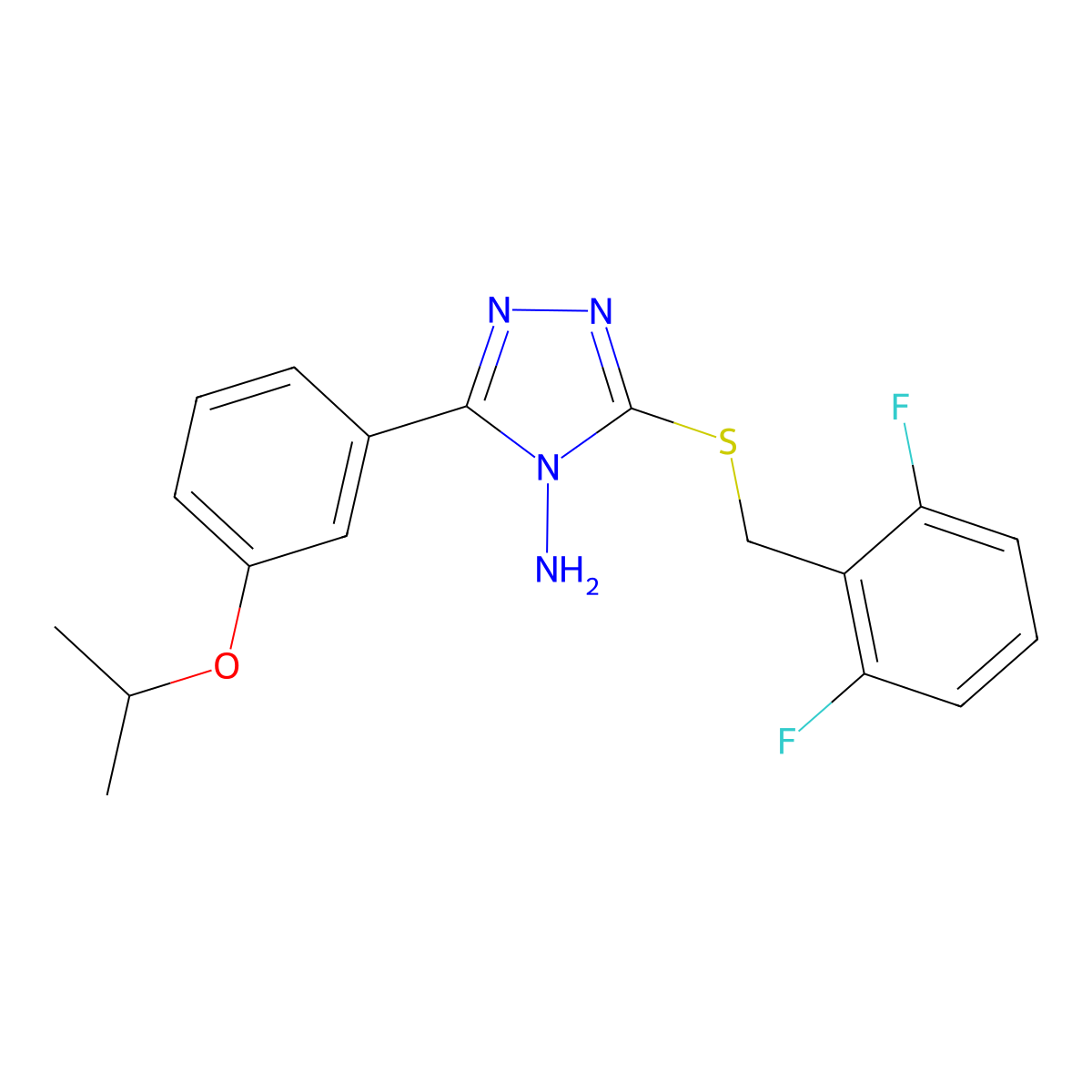 3-[(2,6-difluorobenzyl)sulfanyl]-5-[3-(propan-2-yloxy)phenyl]-4H-1,2,4-triazol-4-amine molecular structure, CAS 577788-52-4