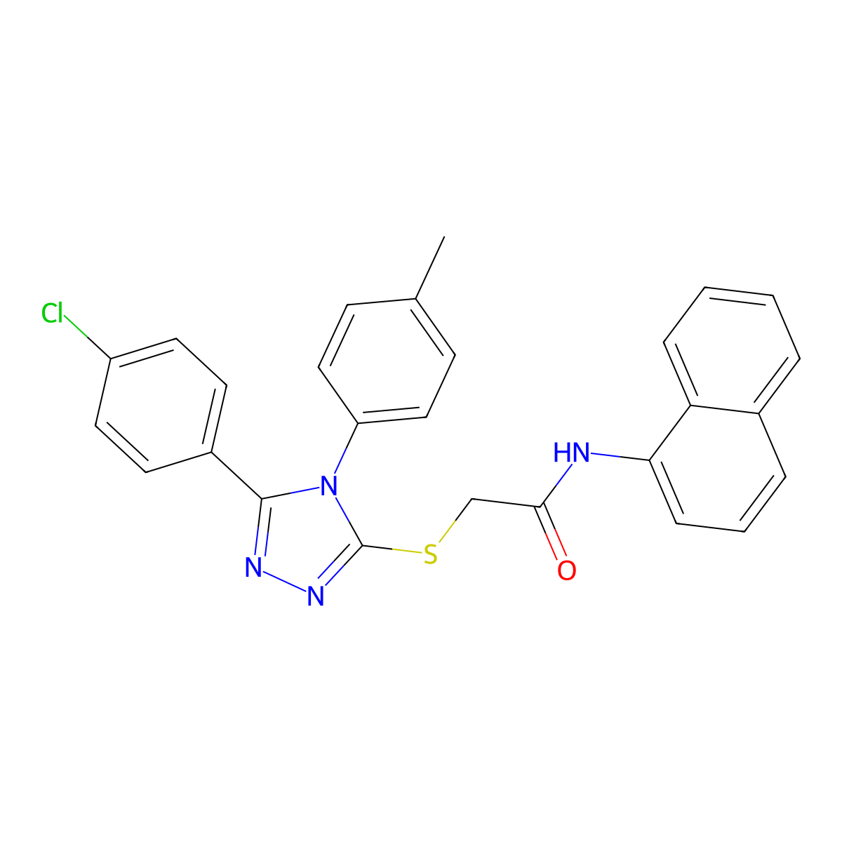 2-{[5-(4-chlorophenyl)-4-(4-methylphenyl)-4H-1,2,4-triazol-3-yl]sulfanyl}-N-(naphthalen-1-yl)acetamide molecular structure, CAS 577788-76-2