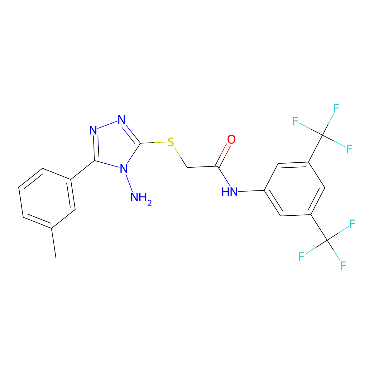 2-{[4-amino-5-(3-methylphenyl)-4H-1,2,4-triazol-3-yl]sulfanyl}-N-[3,5-bis(trifluoromethyl)phenyl]acetamide molecular structure, CAS 577788-92-2